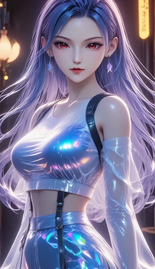 (Best Quality, Masterpiece, Ultra High Definition, High resolution, highly detailed, High Definition Face:1.5), (Vivian Hsu:1.2), 20-year-old woman, 1 beautiful woman, (Neon Color Fashion, Colorful:1.2), beautiful eyes, light in the eyes, eyes are in focus, white skin, Glossy, shiny skin, very Fair skin, violently fluttering hair, random hair styles, random hair color, Slim, Big Breasts