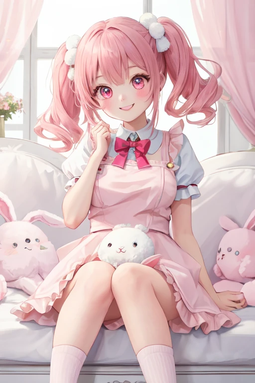 Ultra-realistic CG K ,((premium、8k、32k、Masterpiece:1.3)), (superfine illustration)、(súper high resolution), (((adult body))),whole body, plano general ,extremely detailed and beautiful eyes, a woman dressed in a fluffy rabbit costume with big bunny ears, tiro de whole body, wide angle, nice expression and , professional portrait, 8K hyper detailed, high resolution, detailed facial features, Detailed clothing, soft lighting, capricious, elegant, pastel colors, adorable, High Definition.