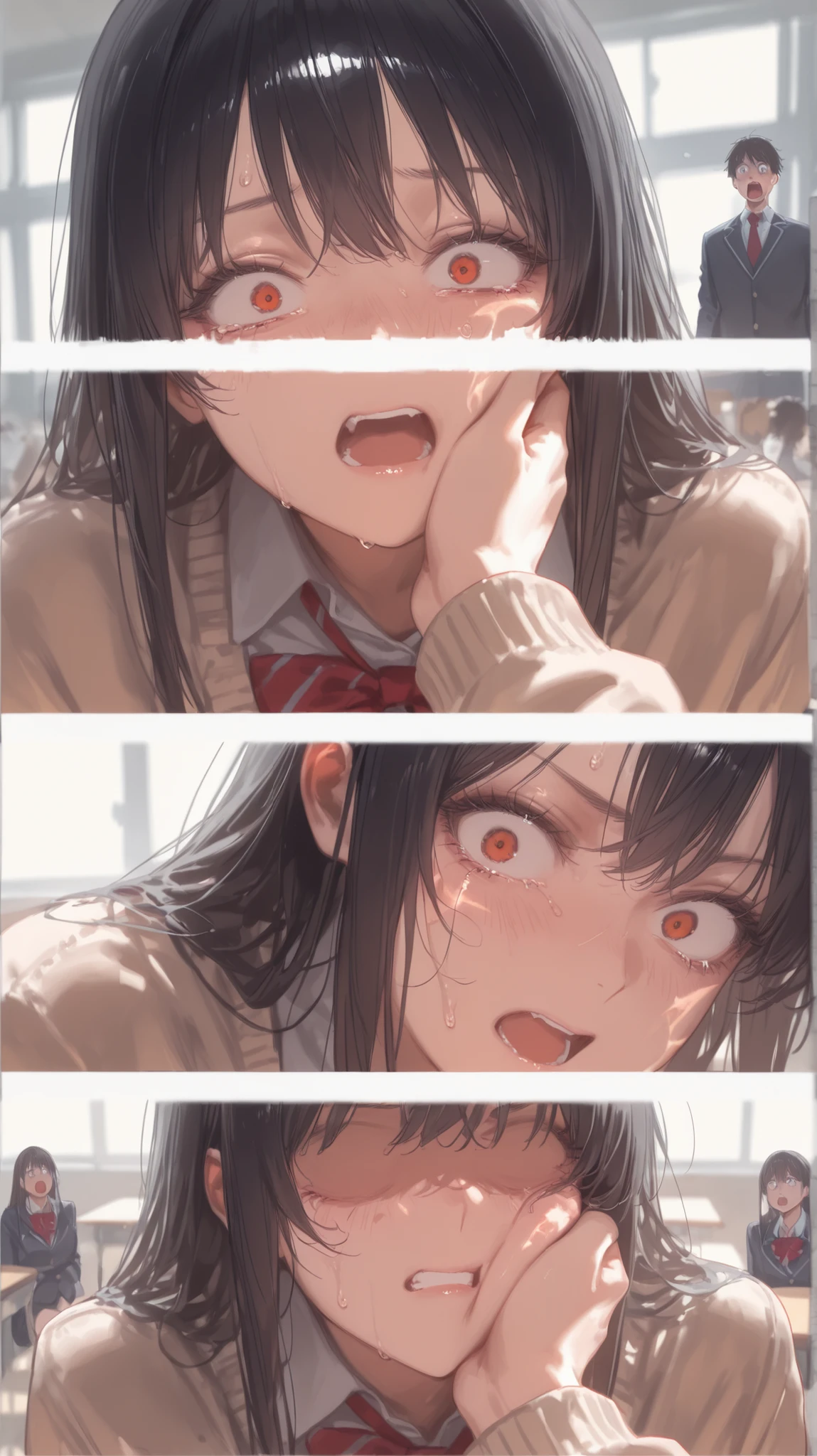 Panic!,
(((Score 9, Score Up 8 , score up 7,Highest Quality,high definition illustration,))) Shocked and Painful Expression,Girls' High School Scene,girl at the moment when she receives a light slap on the cheek from a third party,definition,
(high definitionのmasterpiece, 超high definition , high detail, high definitionモデル,
