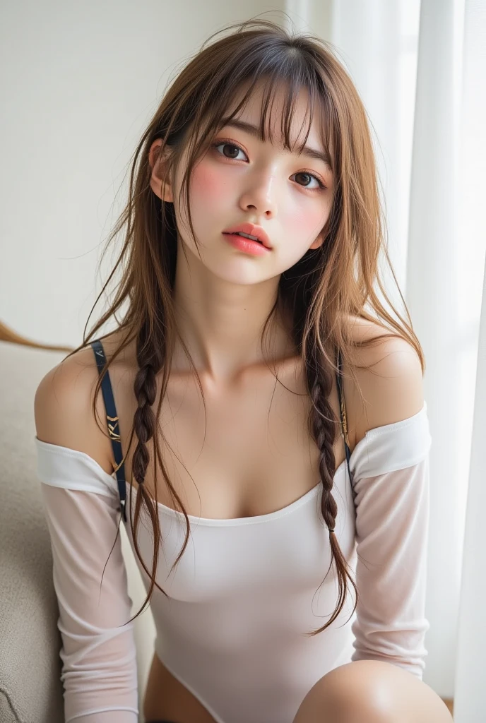 NSFW, 8k, High-level, absurd, masterpiece, best quality, primitive, very detailed CG, very detailed wallpaper, perfect lighting, Extremely detailed (((The personifying " Tifa Lockhart " as a Little Girl))), MysticSight, Tyndall effect, Tyndall scattering, Studio gray background with (many Dazzling RainbowColor particles BokeH:1.28), (RoundlyButts, ThighGap), (Exposed:0.4), (Assfocus with looking ahead), BREAK (NOGIZAKA face variations) Extremely Detailed very KAWAII face variations, perfect anatomy, Childish, captivating gaze, elaborate detailed Eyes with (sparkling highlights:1.28), long eyelashes、Glossy RED Lips with beautiful details, Coquettish tongue, Rosy cheeks, Radiant PearlSkin with clear transparency . { (Dynamic LifeLike expressions:1.4) | :d) }, (large eyes:-1) .