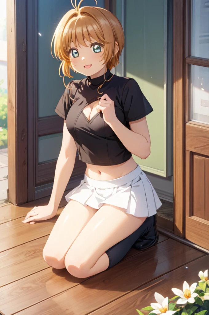 (((Small))),masterpiece, highest quality, High resolution, wallpaper, Realistic, Bright lighting, Professional Lighting, Face Light, Smooth lighting, Japanese Girls, ((Whole body 1.4)),Are standing, cute, smile, beautiful girl, gravure, sexy, so beautiful, Beautiful Skin, Beautiful and detailed、Detailed face、slim、Moderate, short hair, Blonde Hair, Brown Eyes, View your viewers,Tank top,Tank topめくってブラ見せる,mini skirt,Tuck up your skirt,White Bra, White panties,Sunny Flower Park,Small,