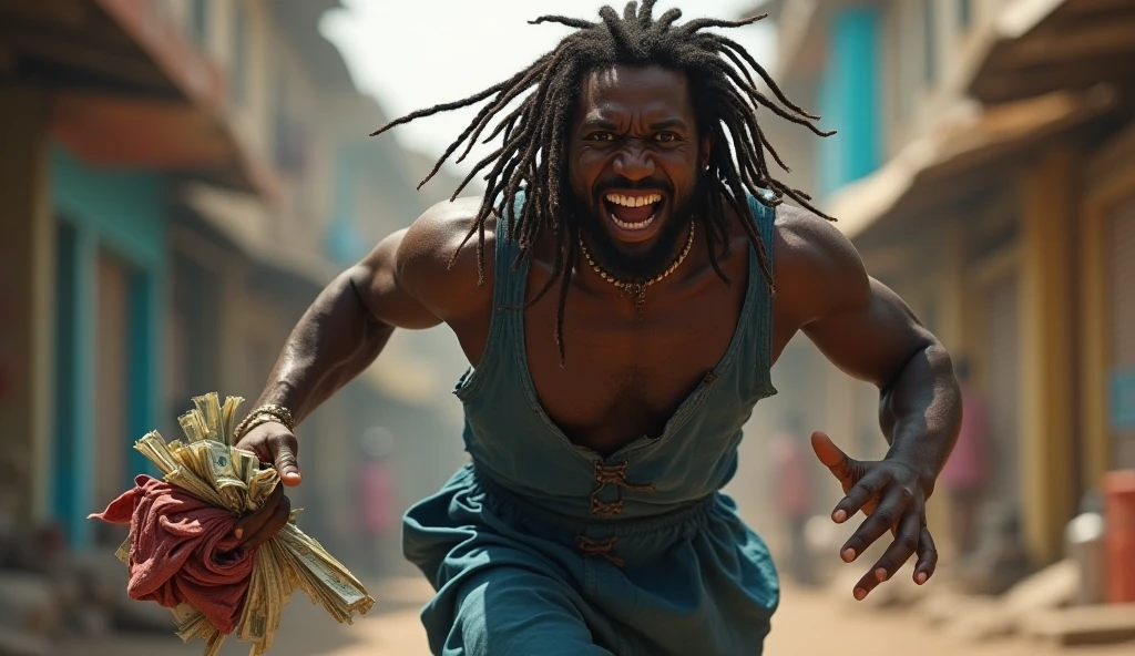 Un homme africains qui content qui se roule par terre