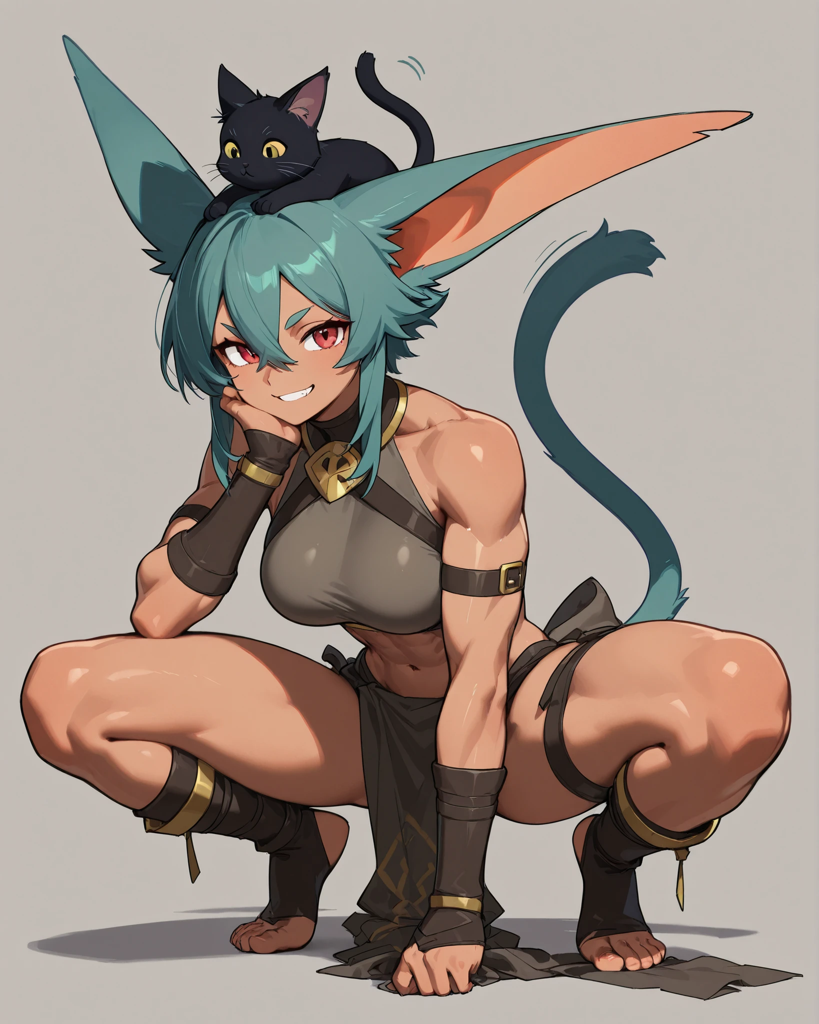 (masterpiece, best quality:1.15), ankha, 1girl, solo, sitting, annoyed, breasts, tail, dark blue eyes, military uniform, outdoors, zipline course, trees, plant, flower, tropical, canopy, harness, adrenaline, jungle, suspension bridge