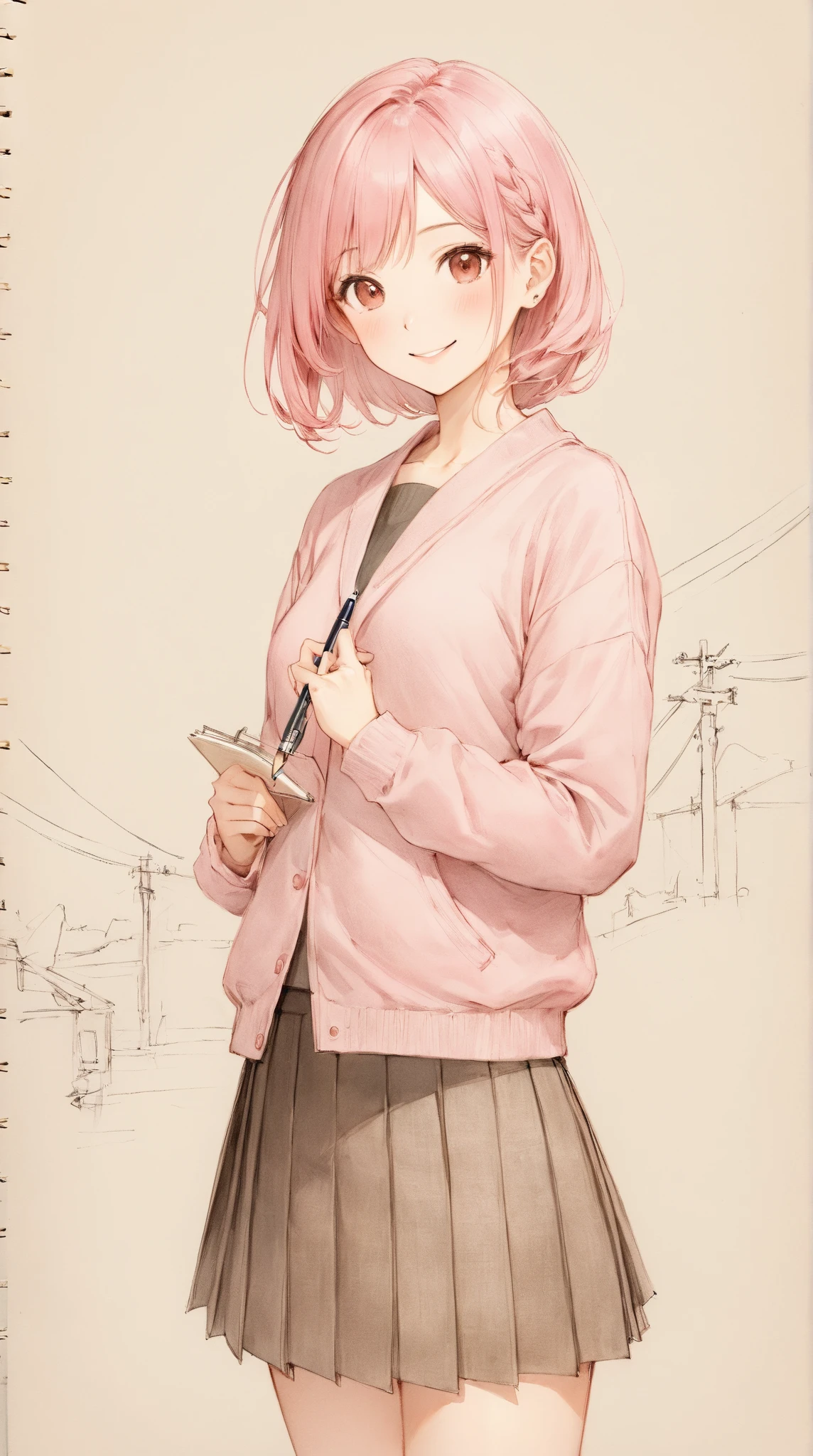 Fair skin and pink hair