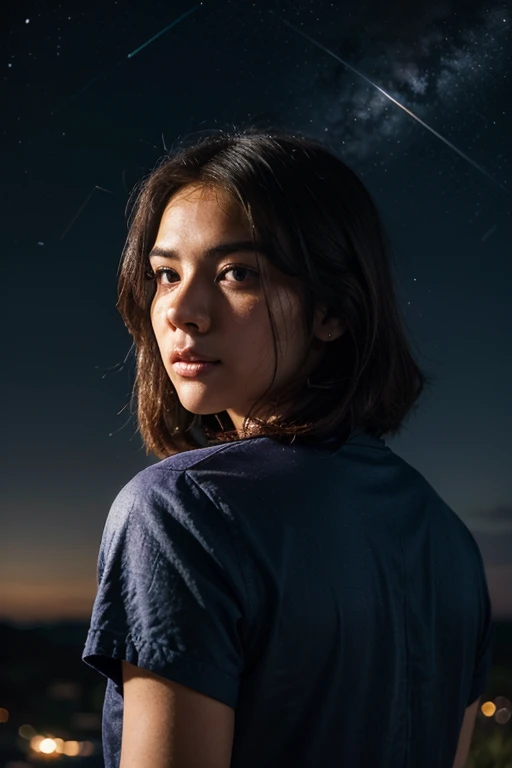 Girl looking at the sky, Astrological Theme