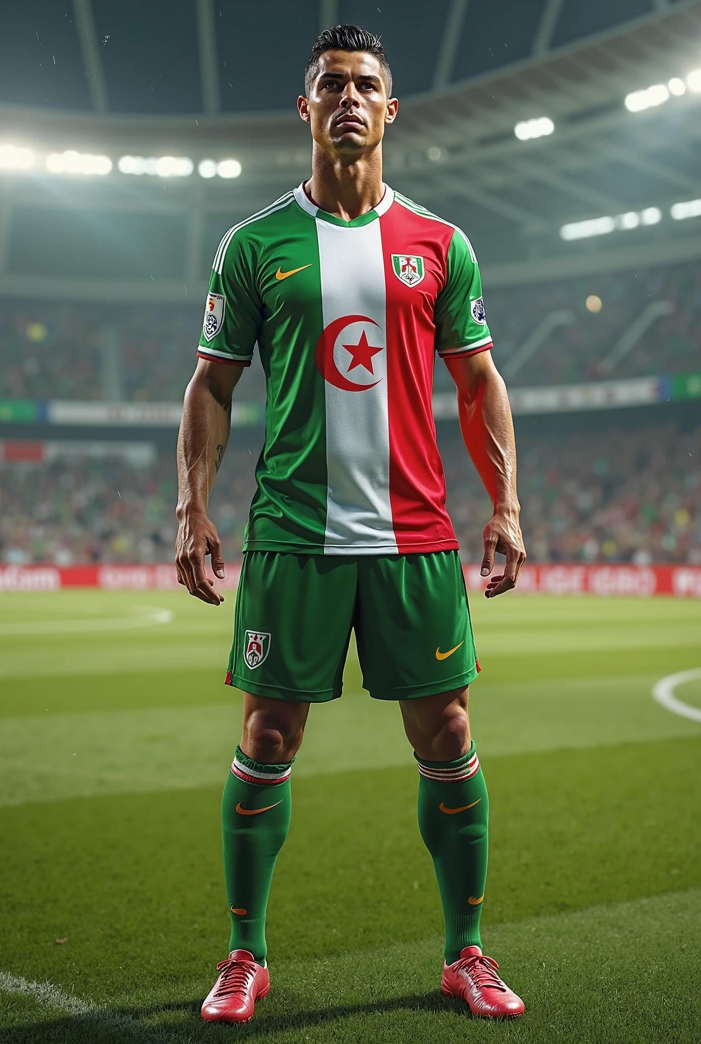 Create a soccer uniform with the colors of the Italian flag