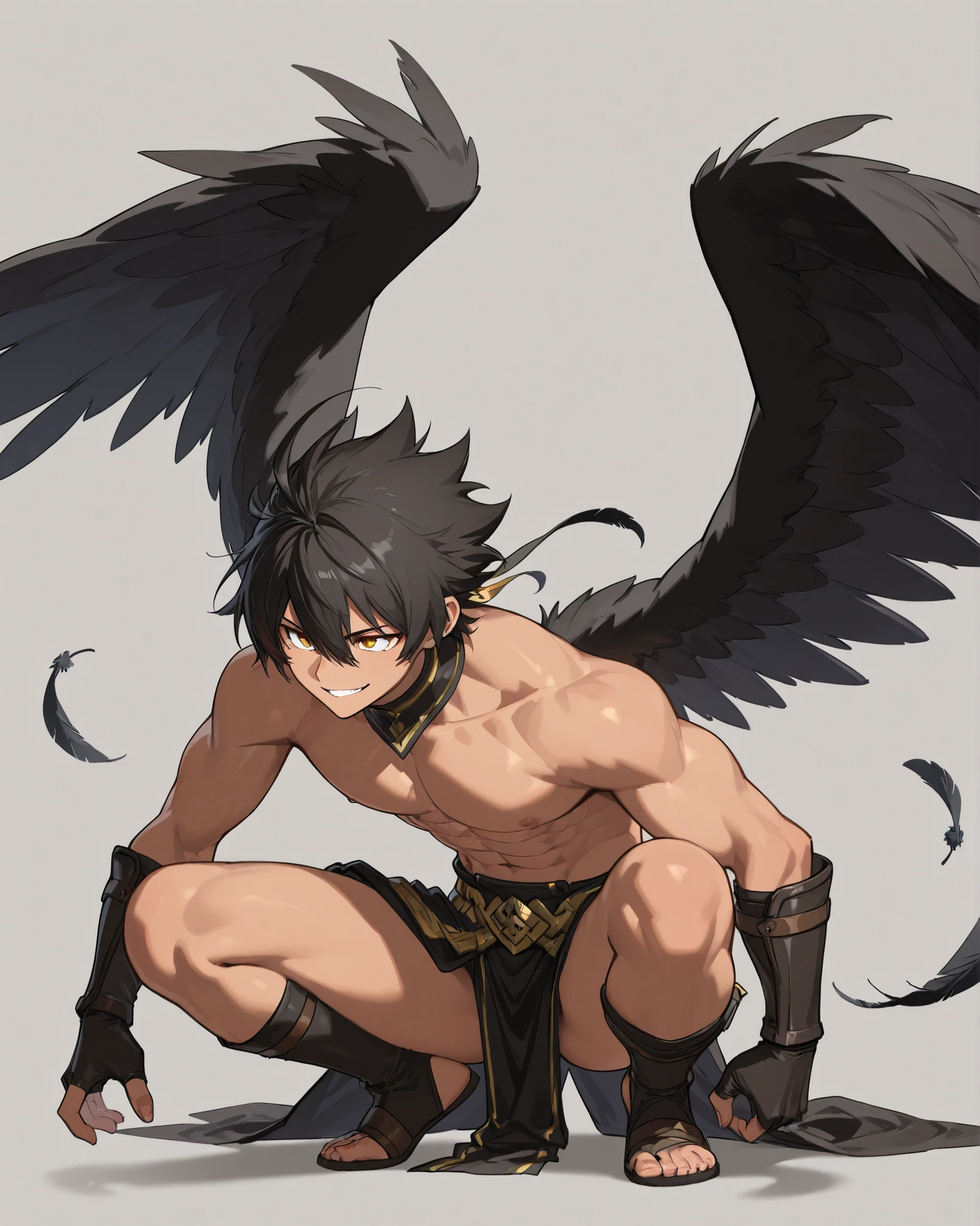 HD, High Quality, UHD, retina, ccurate, anatomically correct, super detail, high details, panorama, boy with wings, full body, barefoot, dark skin, full body tattoo, tattoo, tattoo, full tattoo, tong, erection, pubic hair, clouds, sun, clean blue sky, smile, panorama,