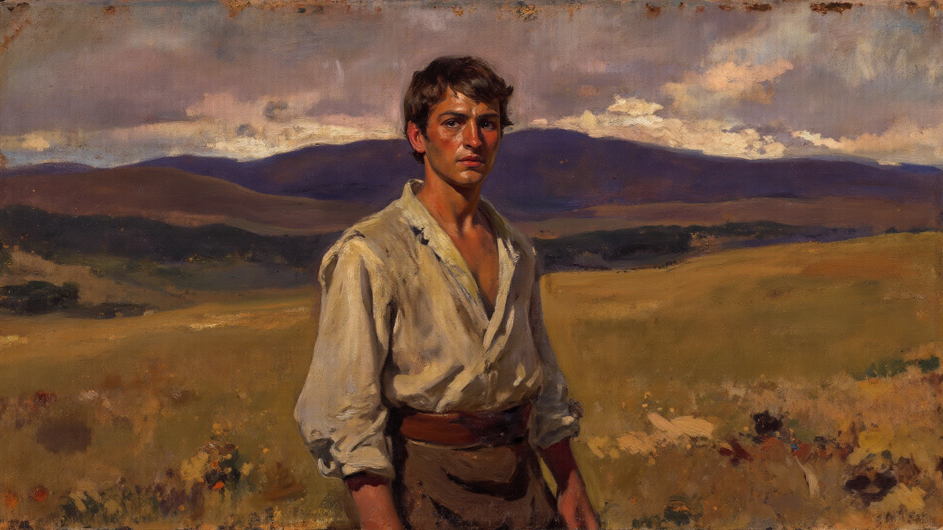Adam the first man, red skin, black short hair, biblical, gospel, digital painting, watercolor painting oil, painterly, by Jeremy Lipking, by Antonio J. Manzanedo, Alphonse Mucha, Fuller Graves, Bartolome Esteban Murillo, JC Leyendecker, Craig Mullins, Peter Paul Rubens Detailed Painting, CGSetivity, ArtStation HD, High Detail, Photorealism, Concept Art, ArtStation HD, official art, trend in the artstation, 8k.