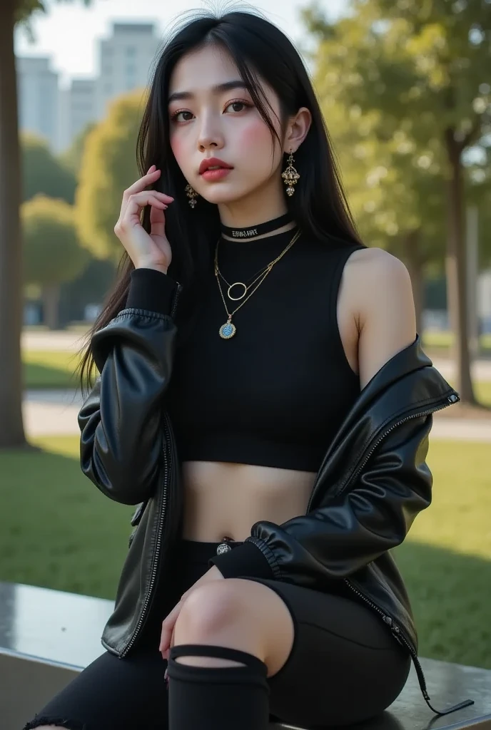(natta、Soft lighting、top-quality、in 8K、masuter piece、Raw photo:1.3)、Mystical、flawless beauty、beautiful young woman with, Fantasia、Slender eyes、Narrow-eyed、Symmetrical eyes、(multicolored hair、Wolf Cut Hairstyles:1.5)、耳Nipple Ring、Thin bracelet on wrist、(full body Esbian、no-bra、cleavage of the breast、Sleeveless shirt with collar、Button collar shirt、Tight pants、Long boots above the knee:1.2)、ultra-detailliert, intricate detailes, Highly detailed face and skin type、Slim body、(tattoos all over body、Have tattoos all over the body、The tattoo)、A detailed eye、realisitic、make - up、Know、Bewitching、small tits 、make - up、Medieval European Streets、city street at night、Invincible smile、Dynamic angles