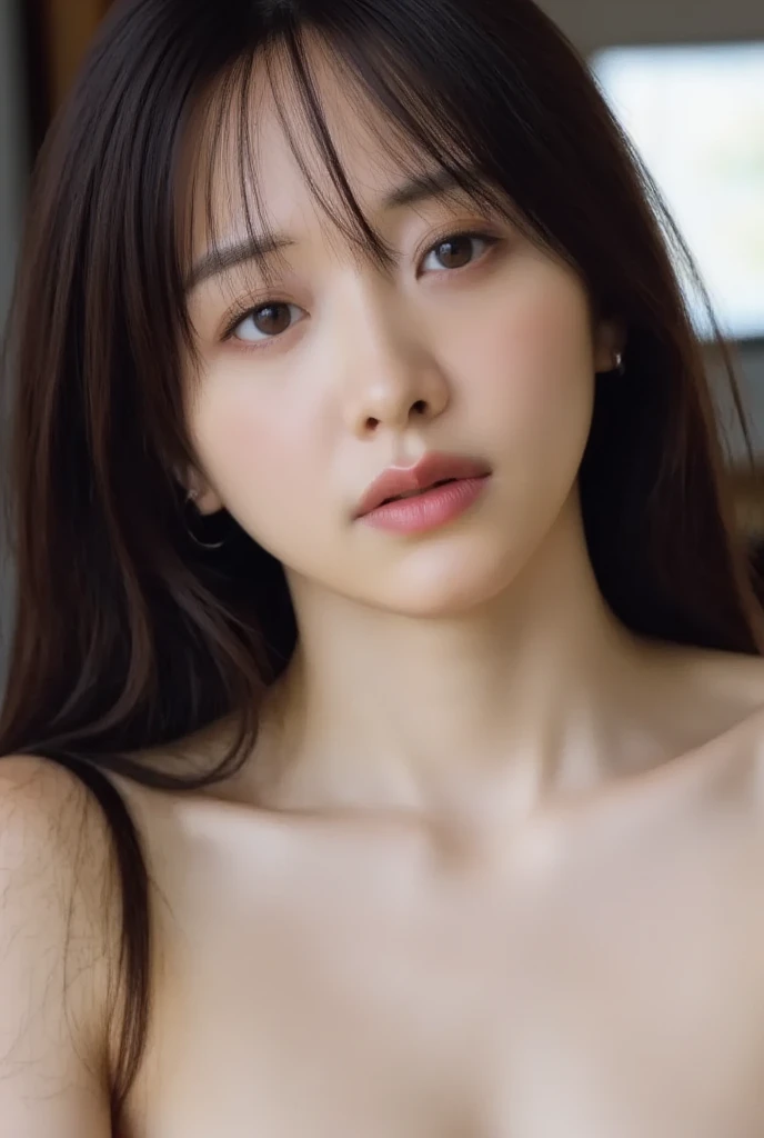8K, Best Quality, Masterpiece, Ultra High Resolution, (Realism: 1.4), Original Photo, (Realistic Skin Texture: 1.3), (Film Grain: 1.3), (Selfie Angle), 1 Girl, Beautiful Eyes and Face Details, Masterpiece, Best Quality, Close-up, Upper Body, Looking at the Viewer