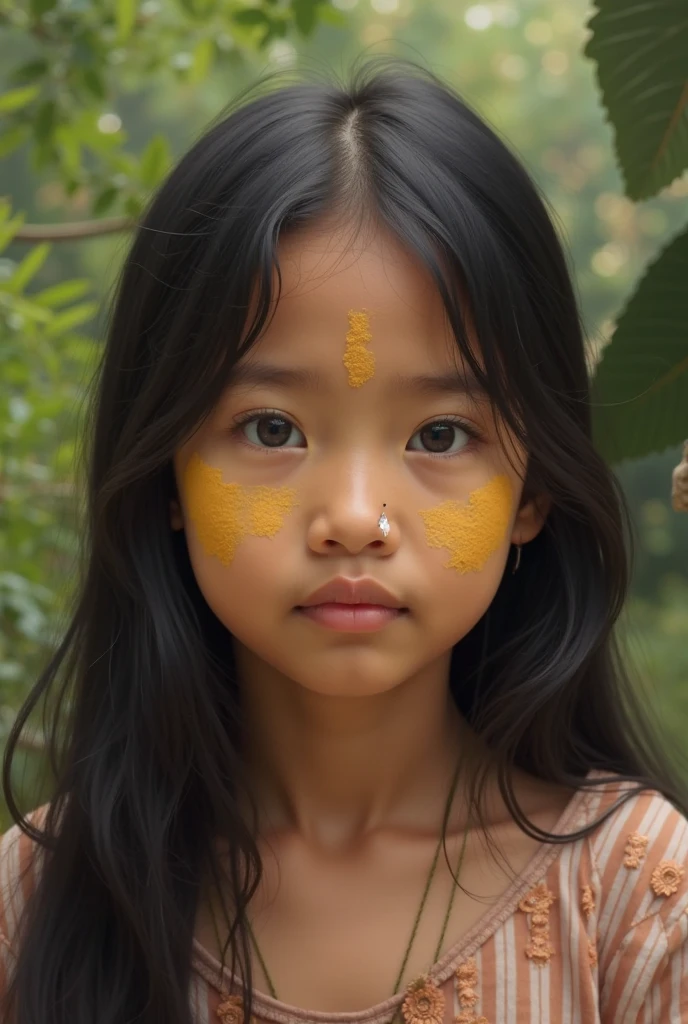 Pre-Columbian Mayan girl with honey and bees in the palm of her hand