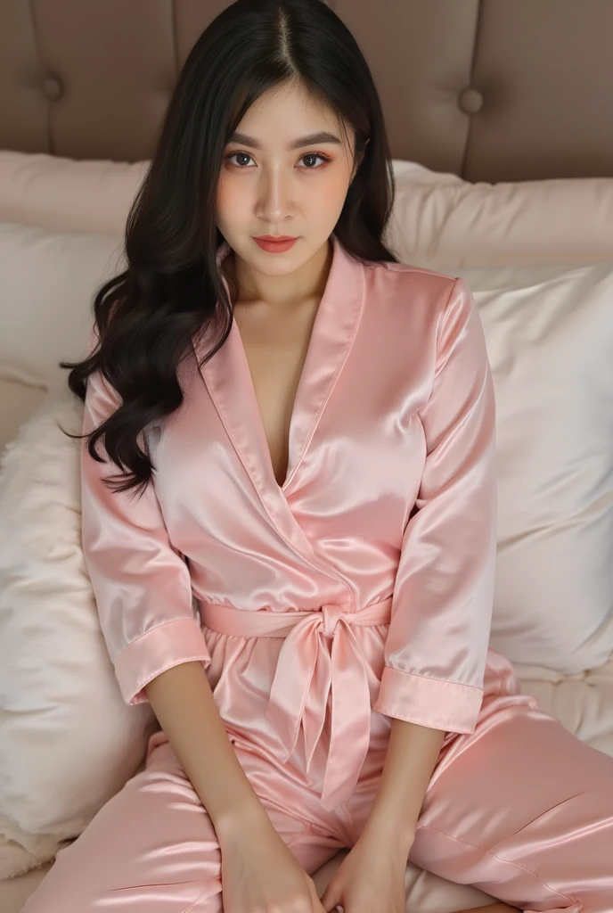 Hyper realistic image,ultra detail, Beautiful and sexy Indonesian woman,Wearing pajamas , big breasts,compact body,sleeping on the sofa ,sensual position,very stimulating,ultra HD perfect skin,