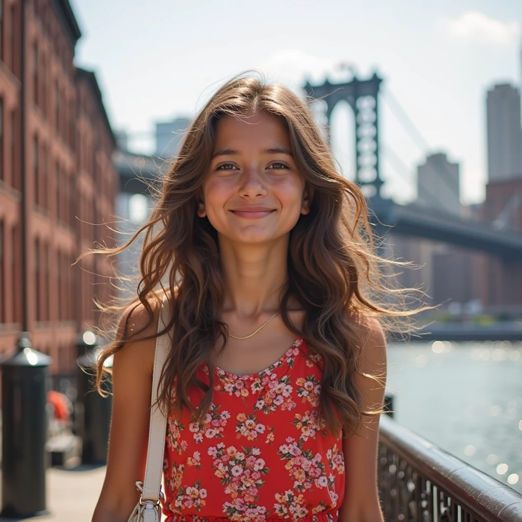 one person's, (beautiful girl, Delicate:1.3), (18-year-old:1.3), break, (blouse:1.3), break, Extremely detailed clarity, (Symmetrical eyes:1.3), break, (Street Snap:1.3), perfectly trimmed fingers, break, Small breasts, Brown eyes, Parted bangs, Brown Hair, break, (Eye and facial details:1.0), break, (masterpiece, Highest quality, Very detailed, Detailed face, 8k),smile