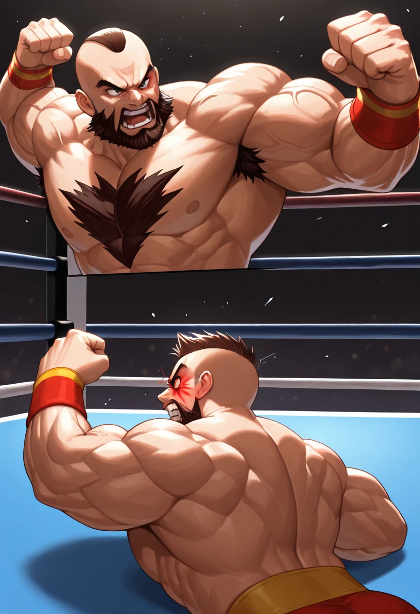 nappa, male focus, solo,cowboy shot, 1boy, bald, muscular male, abs ,black vambraces, veins, pectorals, thighs, black eyes , nipple , mustache, ( erect penis ) , tail around waist, (best quality, masterpiece) , BDSM , full body , boxing gloves , black boots , strip club stage , blushing face , ashamed face , Hide the hand , nicebulge