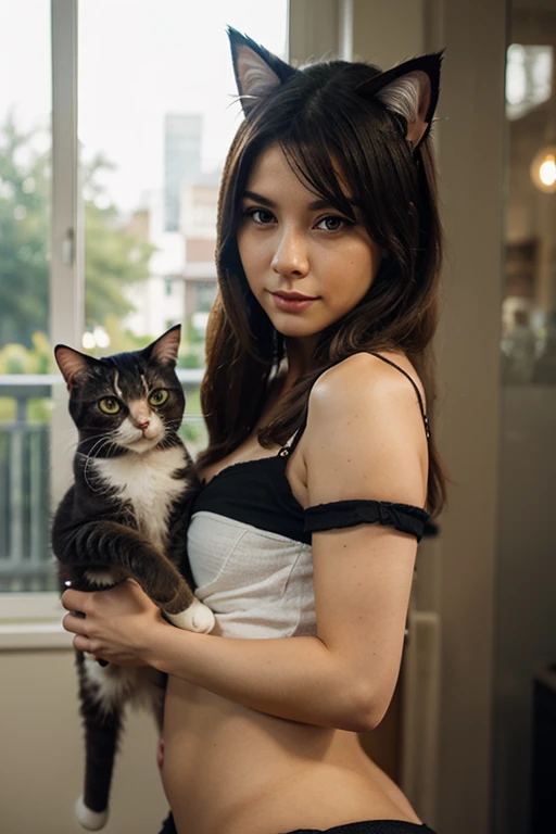 <lora:hikari_v2:0.9>, hikari face omertosa look 20 years old, pale skin, slim, cute face, brown eyes, ((orange shirt)), cat ears,
(detailed eyes features:1.2), (detailed face features:1.2), close-up, smile, (from side:1.5), look at camera, natural breasts,
morning, sea island,
extreme realistic, depth of field, natural lighting, 8k, post-processing, ultra high res, (photorealistic:1.6), (masterpiece:1.3), (RAW photo:1.2), Fujifilm XT3, DSLR, <lora:itoBody_v1:0.5>, <lora:Arknights-Texas the Omertosa:0.4>