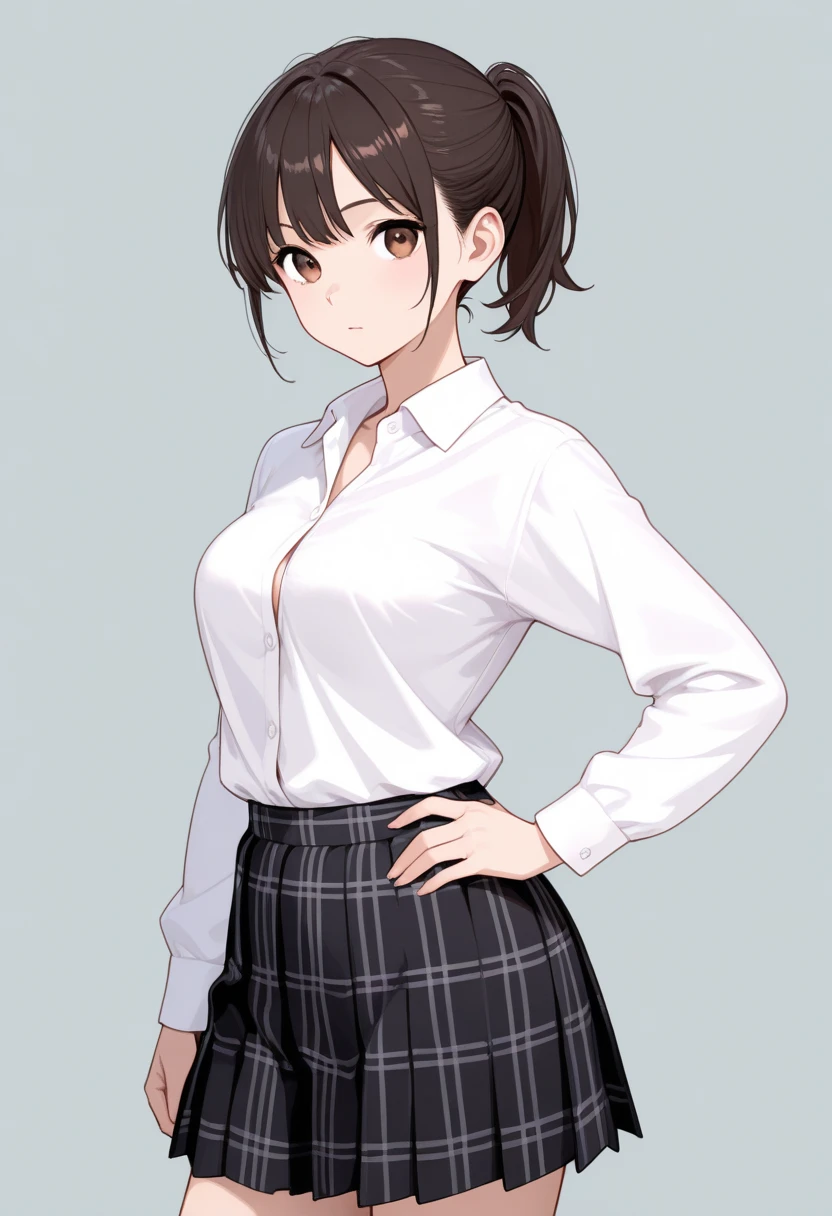human, ((1girls)), 18 years old, beautiful, ponytail, brown hair, black eyes, black yoga outfit, Z cup breasts, tight shirt, ((brown skin)), fair body, 1m78, deserted, ((Takeda Hiromitsu style)), Wet Tshirt, tie hair back,