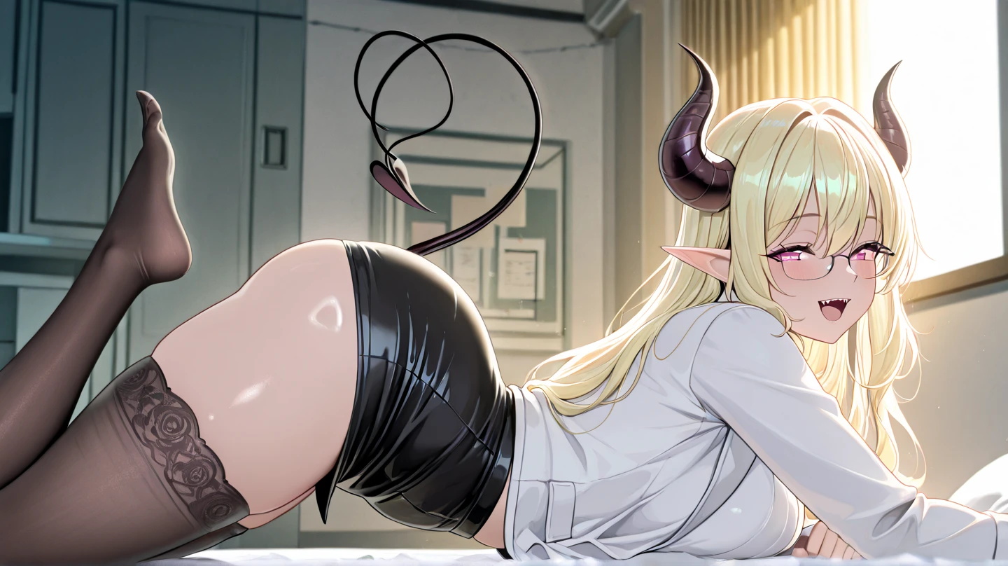 alice, vampire, grey hair, long hair, red eyes, pointy ears, (medium breasts:1.2), rounded breasts, naked, completely naked, barely naked, pink nipples, no clothes, in bedroom, looking at viewer, seductive, BREAK 1boy, penis, reverse suspended congress, anal