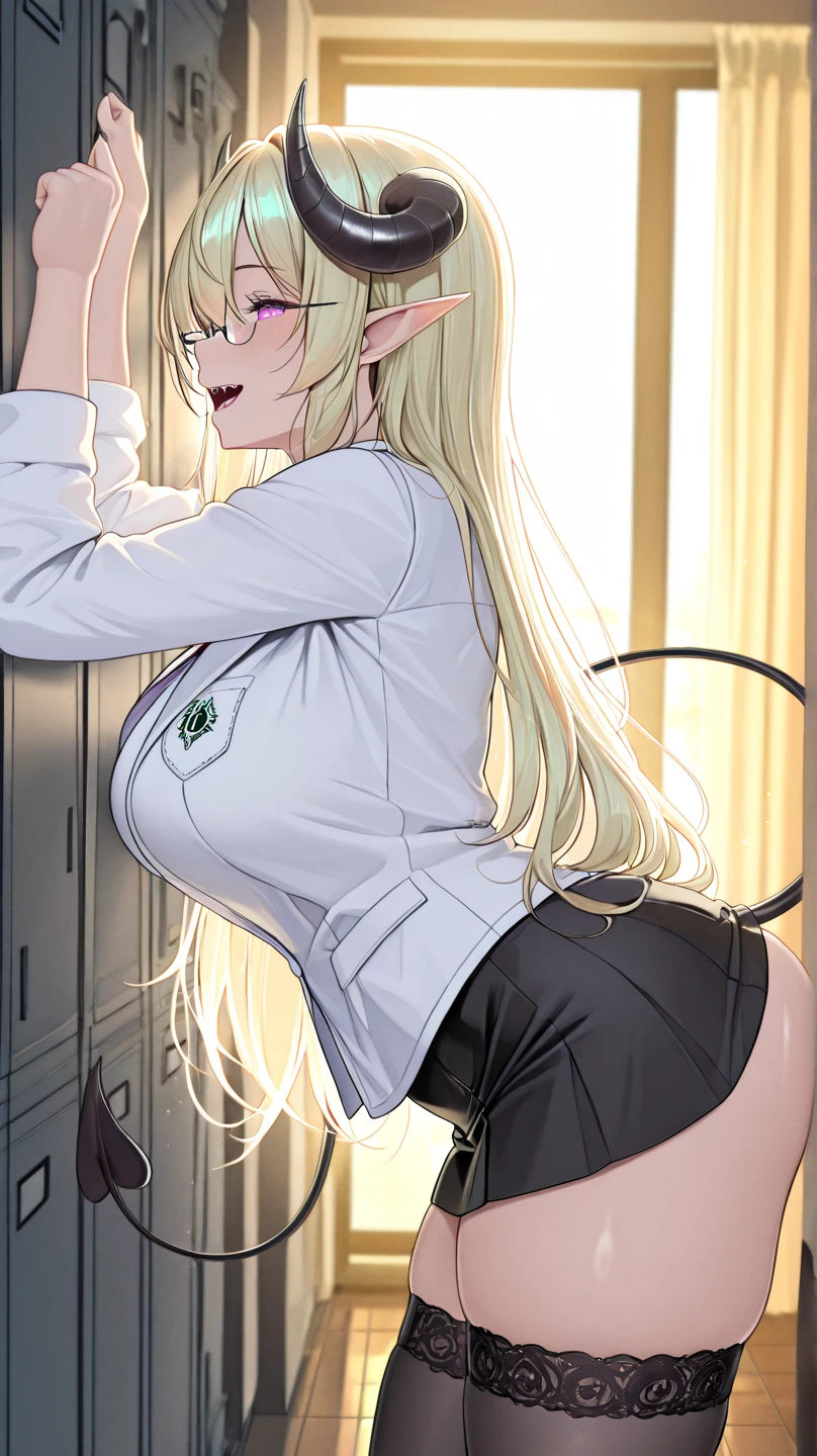 BREAK Perfect Anatomy、(High resolution:1.2)、Incredible illustrations、(Cute illustrations:1.2)、(Beautiful background)(nsfw) (Beautiful background,(locker room))1gial((multicolored hair,wavy long hair)(cockslut)(school uniform,skirt,Silk Sexy Lingerie,slut,garter straps,,pointy ears,bikini tan:1.7),(a girl, height 1.5meters, 40kg),,17-year-old,flat chest)((undressing,open clothes,oversized clothes))