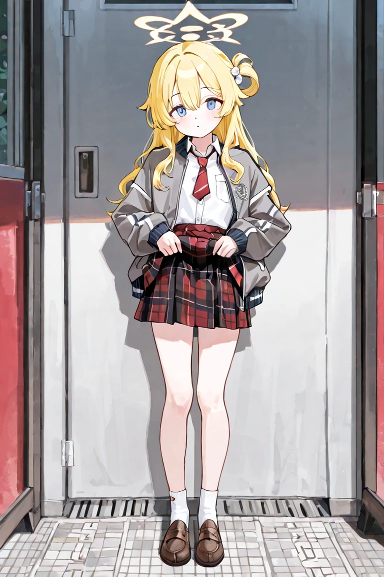 Yukimi, 10., Long Hair, Blunt bangs, Flat Chest, Expressionless, shy, whole body, Highest quality, (randoseru backpack:1.4), School classroom、pussy、Angle from below、(pussy:1.4)、(Masturbation:1.4)、(male&#39;Head between thighs:1.4)、Striped pattern、Embarrassing、Small nipples
