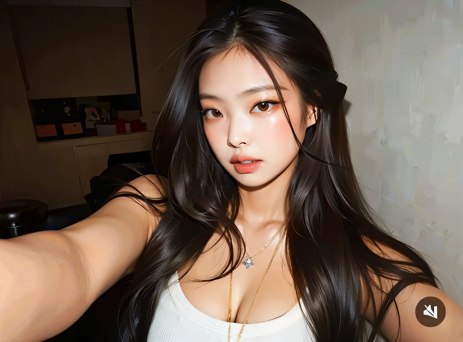 araffed woman with long black hair and a white bra top, gorgeous female, gorgeous woman, she has olive brown skin, gorgeous beautiful woman, gorgeous lady, gorgeous beautiful, sexy girl with dark complexion, jaw dropping beauty, with straight black hair, beautiful female, soft devil queen madison beer, extra-dark natural black hair, sexy face with full makeup , blackpink jennie , blackpink Lisa , asian famale face , cute girl , Korean famale
