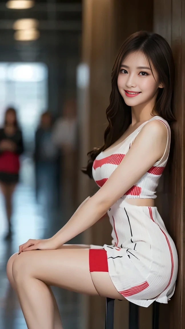(8k, RAW photo, best quality, masterpiece:1.2),(realistic, photo-realistic:1.37), (sharp focus:1.2), professional lighting,photon mapping,radiosity,physically-based rendering, photorealistic, ultra highres, 35mm lens, f/1.5, (cowboy shot:1.5),
1 beautiful japanese woman, beautiful eyes, bright pupils, smile, delicate face, detailed skin, makeup, long hair, wearing Gorgeous and exquisite dress, blurry_casino_lobby background