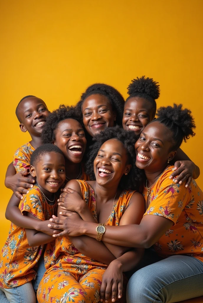 a close up of two black women and two children as a portrait taken