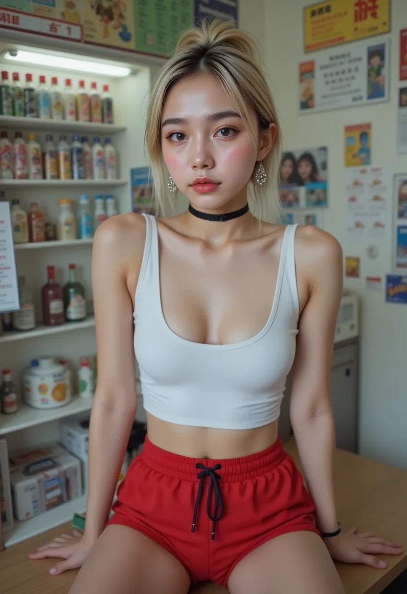 Arafed Asian woman wearing a sports bra sitting on a chair, 18 years old, Foto de Slim Girl, she is about 2 0 years old, She is about 20 years old, 2 2 years old, she is about 1 6 years old, 1 6 years, 21-year-old, el extremadamente caliente y sexy, ungine real