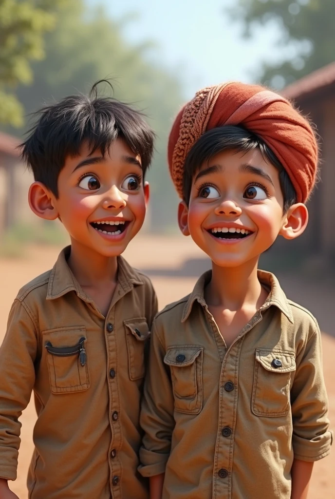In the center, a mischievous boy named Chintu is standing with a mischievous grin on his face, surrounded by other children who are laughing and enjoying his antics.