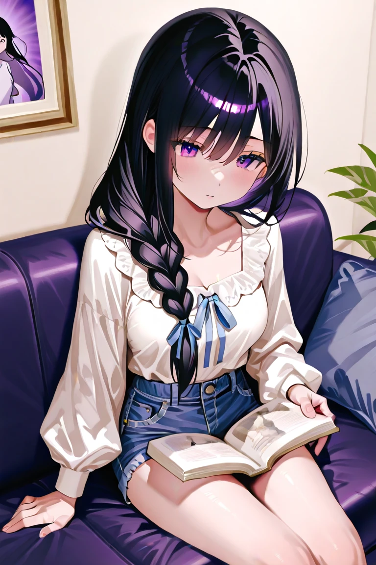 shukezouma, Octane Render, (hyperdetails:1.15), (Soft light, sharp:1.2), 1girl in, Beautiful Girl, Ultra detailed eyes, Painting drops, paint teardrops, woman made up from paint, entirely paint, Splat, Splash, (long black hair), casual clothes made of silk see-through, ultra detailed texture t-shirt, wearing oversized pink t-shirt, ((wearing eyeglasses)), paint bulb, paint drops, Indoors, Focus on Face, Beautiful face, eye shadow, dark eye outline, japanese girl, mascara, Beautiful, 27 year old, 1 girl, (reading a book while holding it), (in pink themed bedroom), pink wall, ((pink interior)), hello kitty themed bedroom, girl sitting, study table, there is a laptop on desk, pink desk