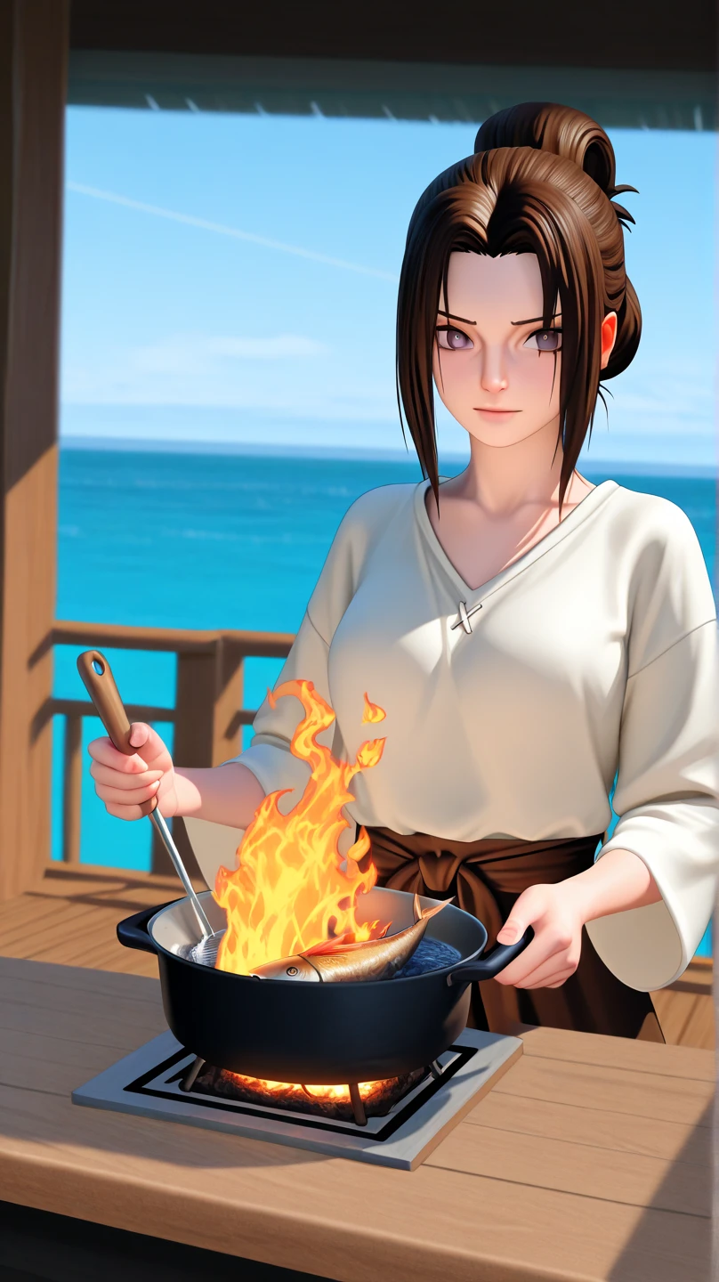Build a tandoor oven　Gal girl in micro bikini　Wearing a bandana　Burning Fire　　