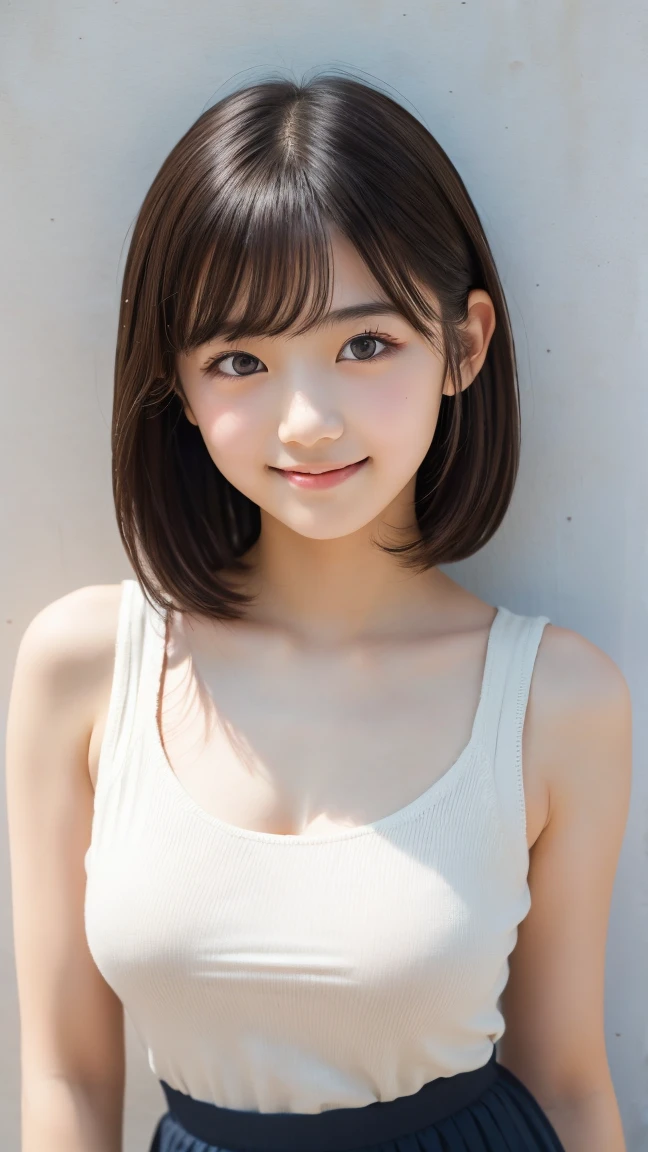 ((Neat and clean elementary school girl)), (small person), ((slim, small breasts, flat chest, small breasts)), short black hair, that&#39;realistic, detailed, detailedな肌の質感, 超detailed, delicate and sexy clavicle, shy smile, 超detailedな顔, detailedな唇, fine eyes, ((12 year old girl))、delicate eyebrows、((short neck))、((baby face))、professional photography、((looking at the viewer))、studio photography、portrait photography、horizon studio、Professional Ritinini Dress)),((No bra)),((not wearing makeup))With bangs,(messy hair),(Japanese style room),((sitting on the tatami:1.2)),