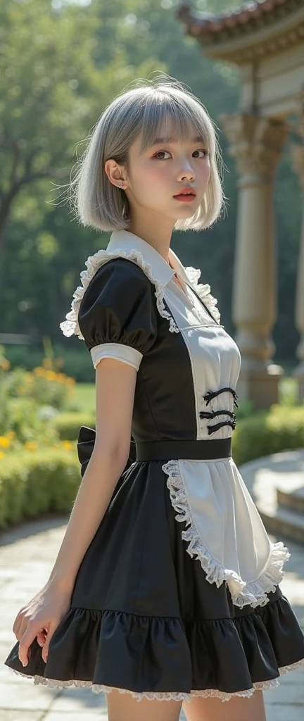 arafed asian woman in a maid outfit posing for a picture, japanese maid cafe, gorgeous maid, maid clothes, wearing a maid outfit, anime girls in maid costumes, catboy cosplay! maid! dress, maid, maid dress, shikamimi, narumi kakinouchi, , sakimichan、(Photoreal:1.4)、、 (intricate details:1.2), (clear pictures)、RAW photo, (highest quality, masterpiece:1.2),(intricate details:1.4),(octane rendering, Super detailed complex 3D rendering, soft light in the studio, rim light, vivid details, Super detailed, realistic skin texture, details face, beautiful detailed eyes, Highly detailed CG Unity 16k wallpaper, compensate, (detailed background:1.2), shiny skin、