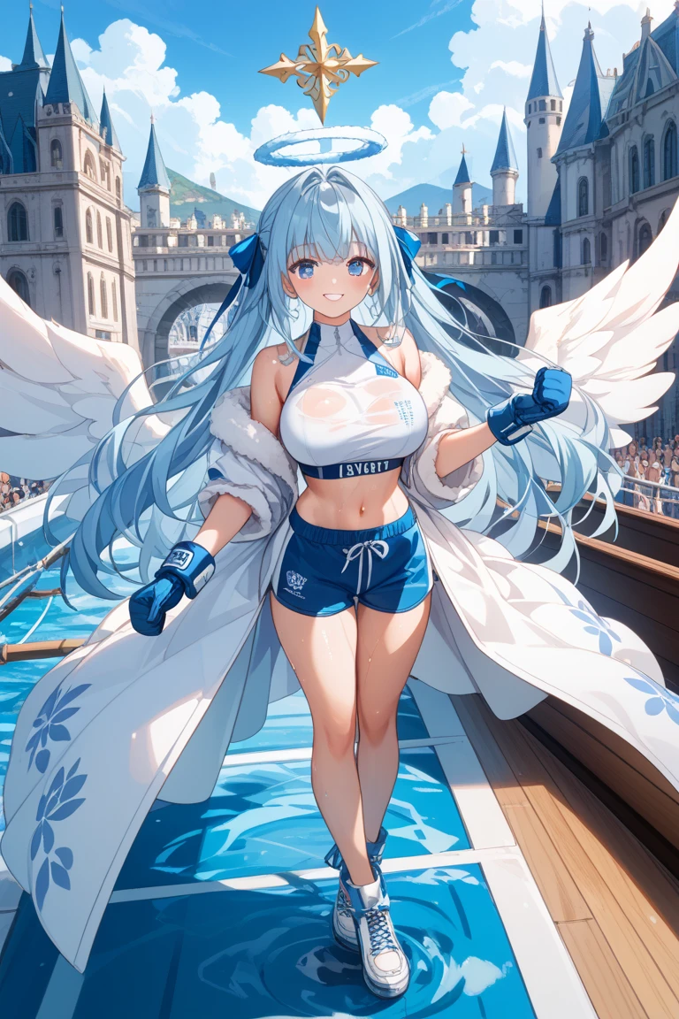 multiple girls, 3girls, standing, giantess art, highly detailed giantess shot, giantess, most detailed, perfect face, two legs, five fingers, short hair, beautiful girl bigger than a skyscraper, wearing rimless glasses, smiling, huge breasts, underwear, maid bikini, stiletto heels, under heavy attack, seaside metropolis, ocean, numerous miniature warships on the sea, very small metropolis, miniature metropolis, full body depiction, GTS, giga giantess, gigagts, stomping city, crash city, tiny city, micro city, pantyhose feet, High resolution, highest quality, masterpiece,