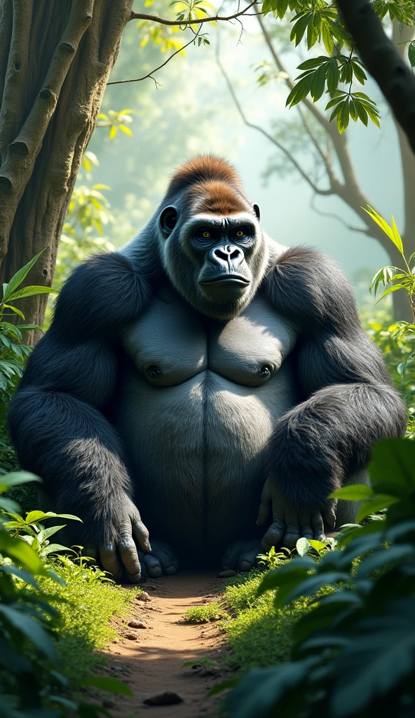 Gorilla getting his pubic hair treated