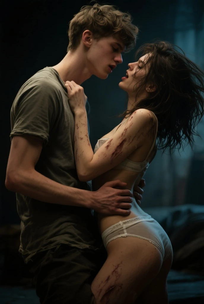 Naked couple, 1boy and 1 girl, 18 years old, Hyper realistic super detailed sexy young Emma Watson, they are both naked, detailed, expressions faciales sexy, seductive facial expressions, [:(Face detail: 1.4): 0.4], 16K resolution, 4k resolution, dinamic lighting, High definition resolution, (hyper realistic: 1.4),(contrasting background: 1.5), (peau propre), (lighting cinematic: 1.7), (intime), (Technologie NVIDIA RTX Ray Tracing), (image couleur), Emma Watson, Daniel Ratcliffe, anatomical authenticity, very realistic like the real Emma and Daniel, intimately entwined with Daniel Ratcliffe as Harry Potter, passion, they are standing facing each other, his dick is hard.