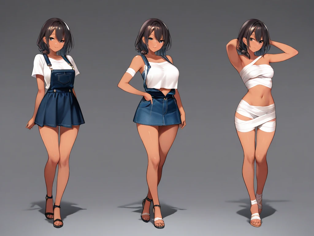 Original character sheet, short hair,Pose reference,In one pose. 8k,high quality, High resolution, 4K, hd,(Well designed face), Great face, (Very detailed), Beautiful Eyes, All images must be full body, A total of 3 images are required, Front view, Use manga style, All photos must be of the same girl, All sizes required,Office Lady,suit,8k,high quality, High resolution, 4K, hd,(Well designed face), Great face, (Very detailed), Beautiful Eyes, All images must be full body,,Thick thighs, You must write the whole body, You must write the whole body,