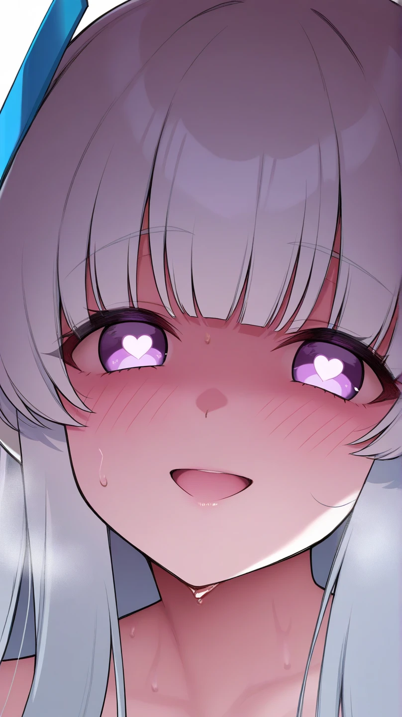 Anime girl with pink heart in her hand, ahegao, ahegao face, holding a pudica pose, [[[[grinning evily]]]], of a ramlethal valentine, lollipop, shikamimi, adorable expression, cute anime face, Yandere, , small curvaceous loli style of cytus and deemo
