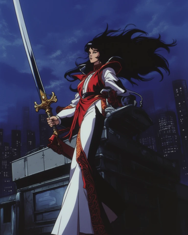 1 garota de anime, corpo inteiro, roupa preta e vermelha, akame ga kill, fundo ruas de tokyo