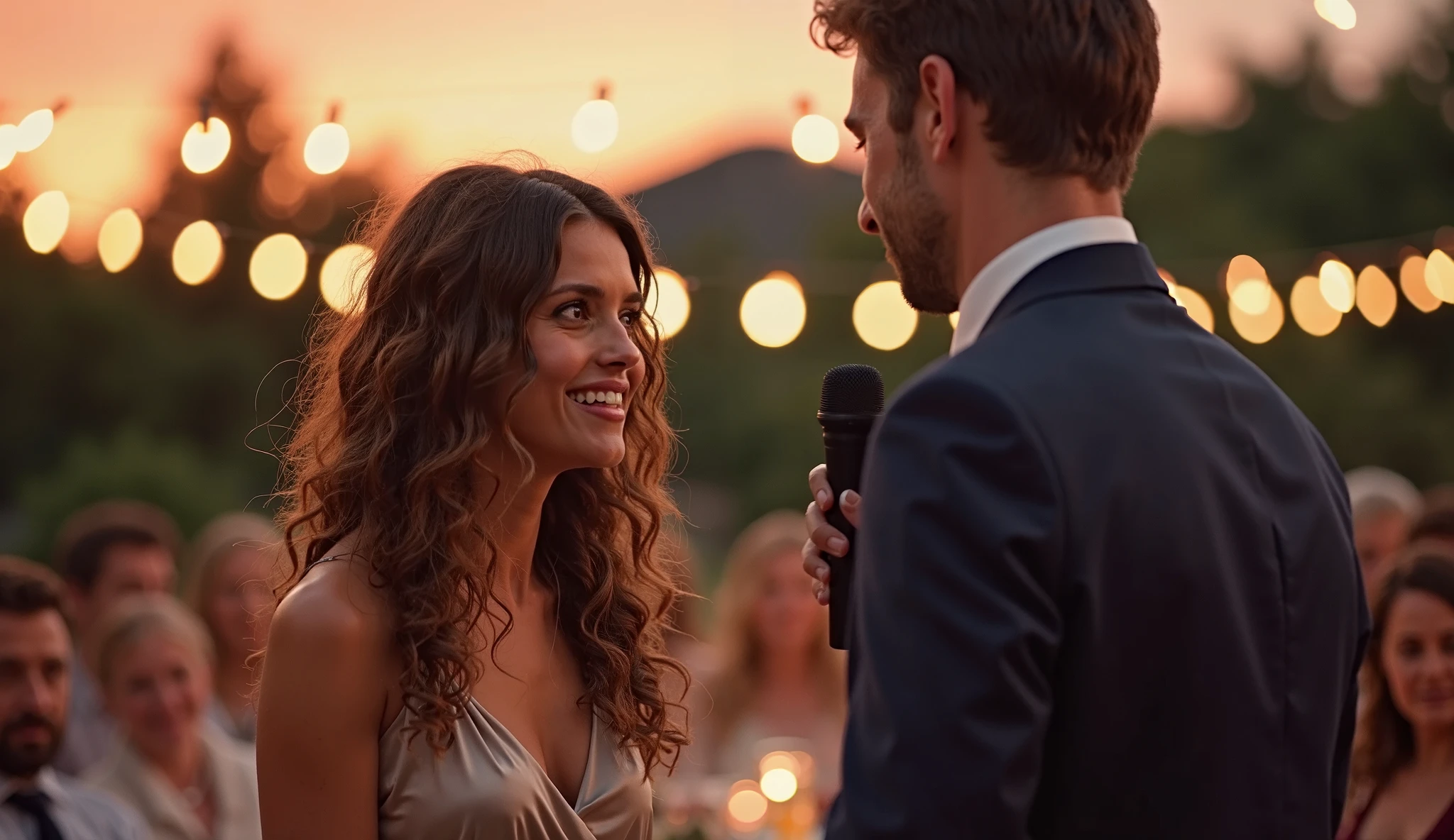 Capture the candid moments of the party, streamers, celebrating, joy,The two laughed