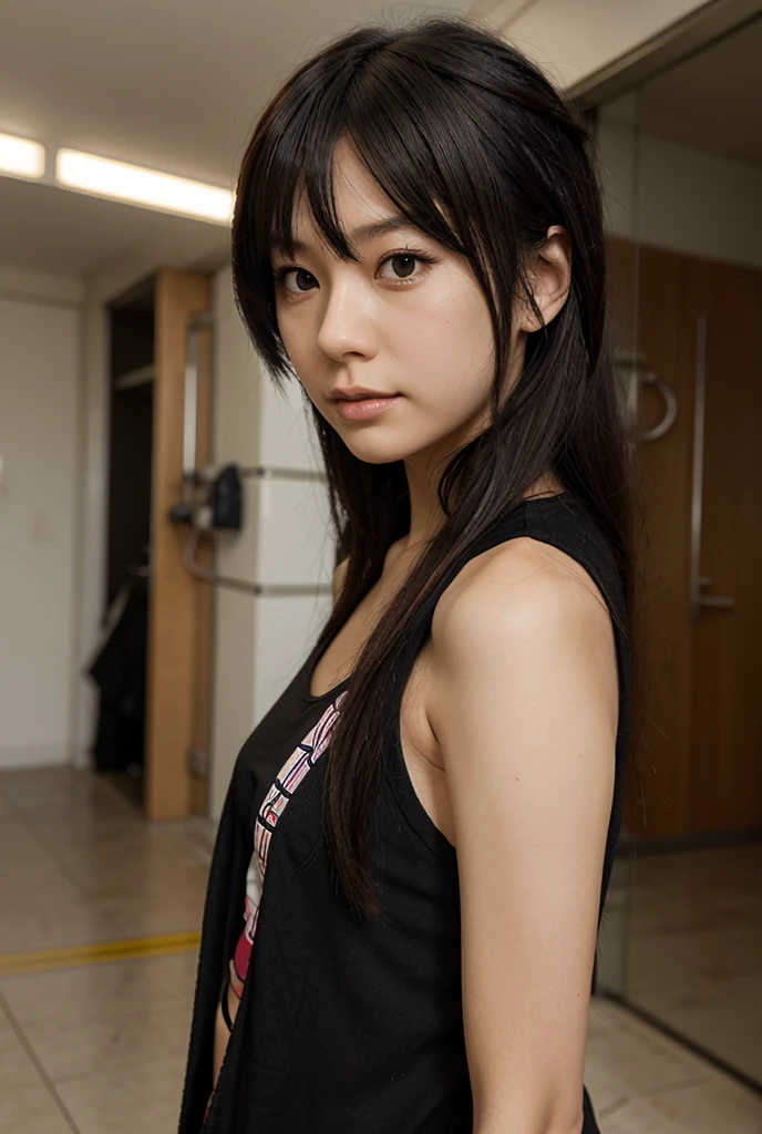 arafed asian woman in overalls posing for a picture, beautiful asian girl, 奈良美智, sexy girl, asian girl, girl cute-fine-face, cute girl wearing tank suit, japanese model, sakimichan, attractive girl, korean girl, good young girl, young pretty gravure idol