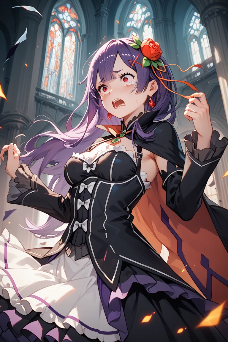 masterpiece, detailed, high quality, absurdres, onigiri1, 1girl, solo, oni horns, small breasts, curvy, open clothes, revealing clothes, see-through, cowboy shot,