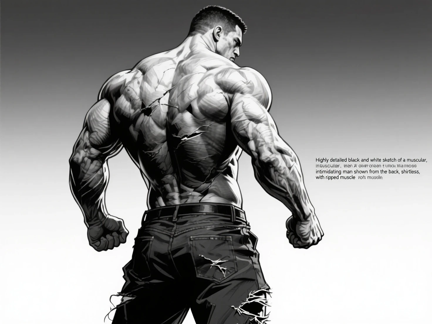 Draw a muscular and strong young man