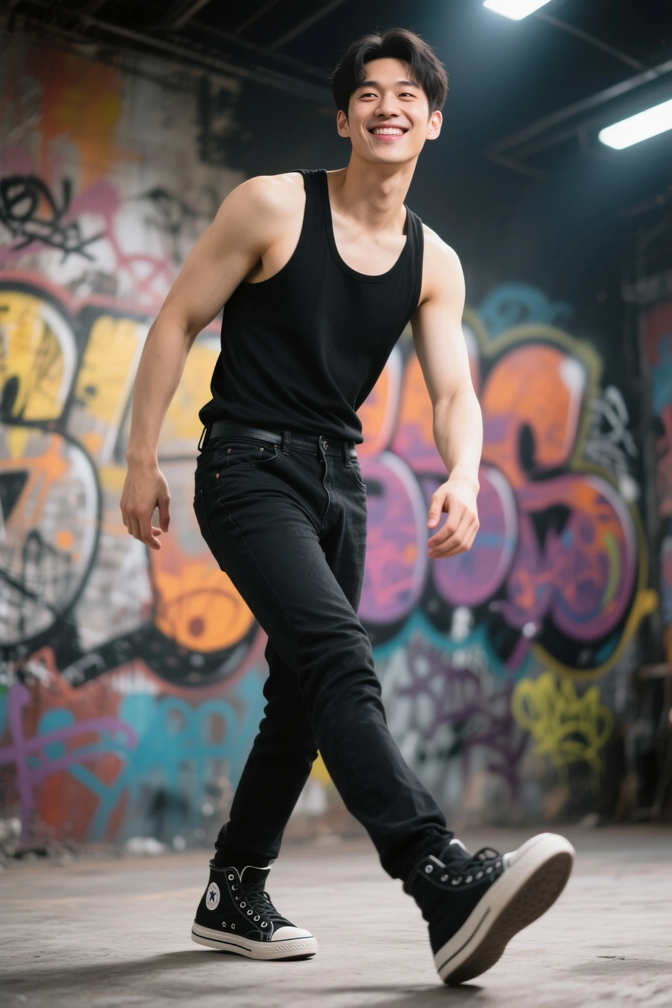 shirtless sweat-drenched 22-year old short black hair caucasian male, tattered jeans, drenched with sweat, dripping with sweat, in the skater park