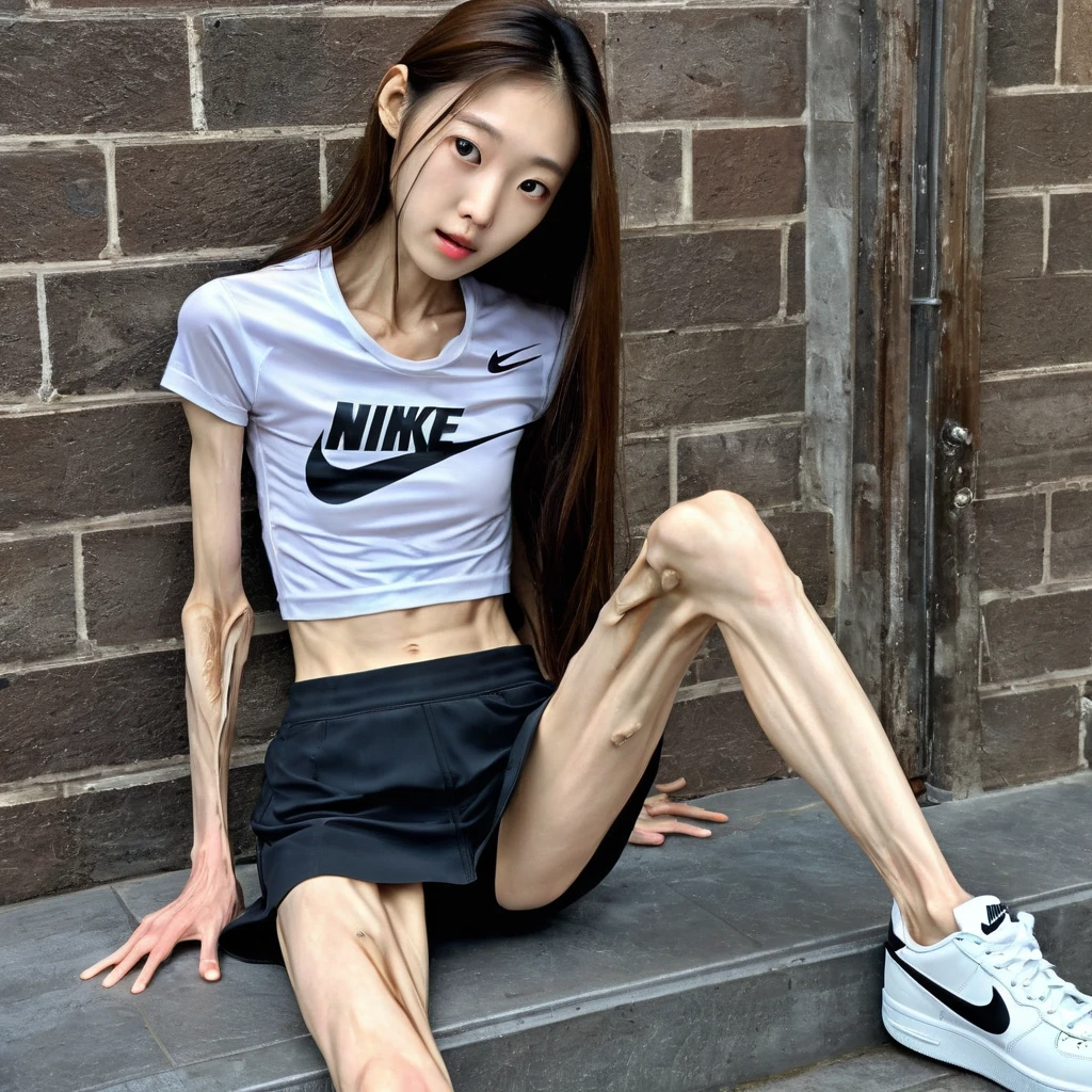 Skinny,emaciated,the ribs,innominate bone,pelvic bone,skeleton,hunger,femele,big breasts thin waist,Thin leg,Malnutrition