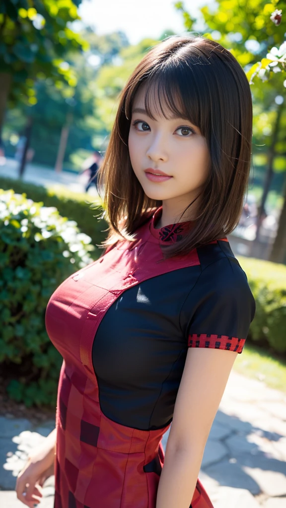 1girl in ,((Devil Costume)),tits out, wide open cleavage,(( Character Play)),((chies)) , (Black hair shortcuts),((looking to camera)), High resolution,Highly detailed, looking to camera,appearance々Posing、black lipstick、Black wings、(raise one leg)