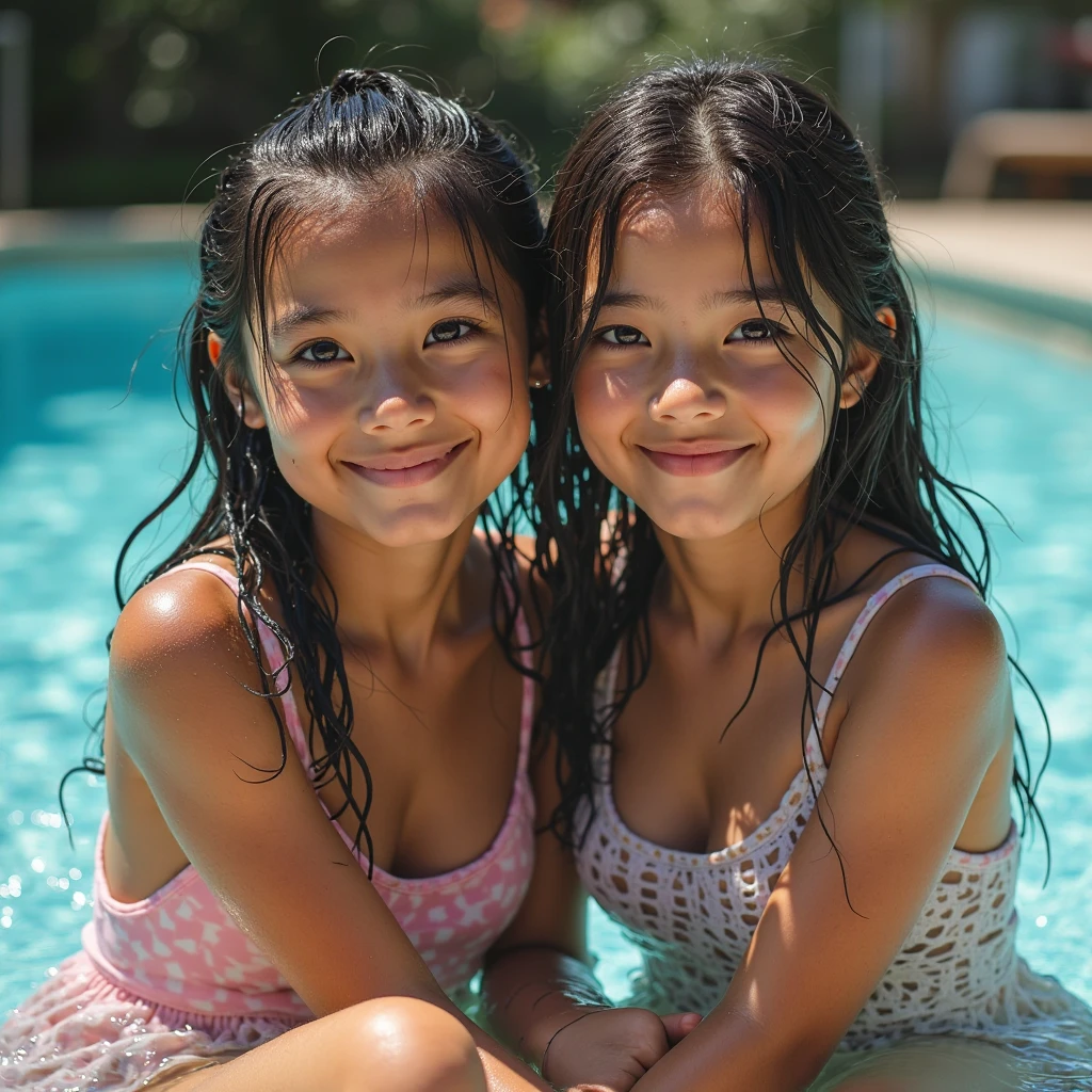 (Snapshot of 3girls having fun in open shower room by the pool, kissing face to face), {Braid hair|With Bun}, (School Swimwear), the body is covered with juice {White LiquidSoap|Sweating|be sweaty}, WetFace Wet pearl skin, ((Wet swimsuit)), Perfect Lighting (bokeH:1.4), Roundly butts, (Shower Water:1.6) { (Gigantic Overflowing sideboob) | Butt cruck | (from above:1.4) }, {hidden hands|Corrected ChildishHand} BREAK (NOGIZAKA girls) ((Extremely Detailed very KAWAII face variations)), perfect anatomy, Childish, captivating gaze, PerfectEyes ElaboratePupil with (sparkling highlights:1.2), long eyelashes, Wet RED Lips with beautiful details, RosyCheeks . { (Dynamic joyful expressions) | (:d) } . (close-up:1.28), Assfocus (Full of Water like Downpour, Everything Wetted:1.6) ((Starry Water Particles))