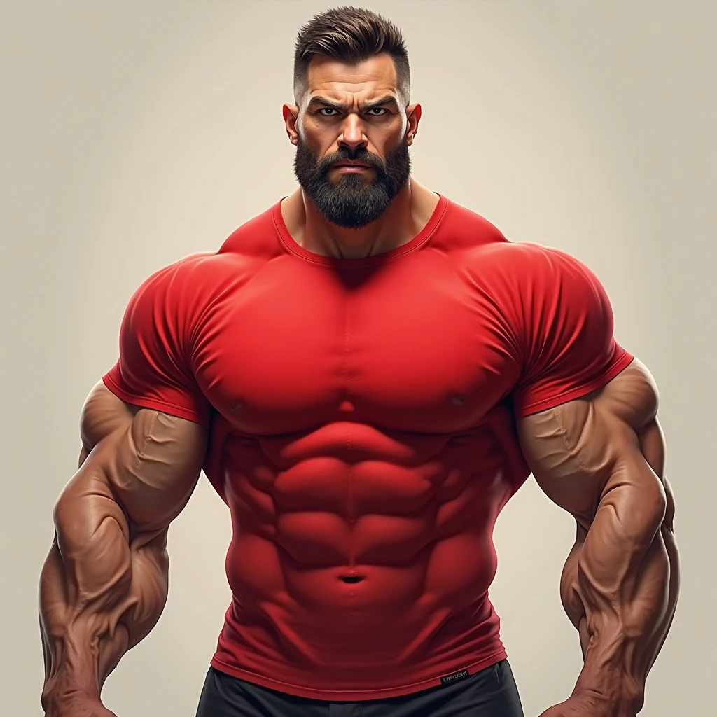 Quero uma imagem de um bodybuilder gigante com treinando peito para uma thumnail de youtube