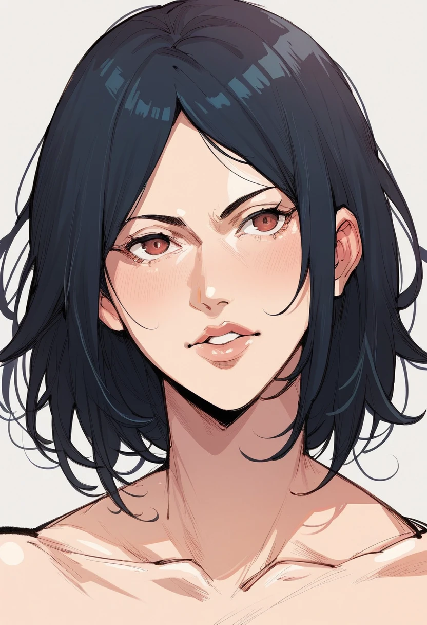 Full sexy, black hair, 