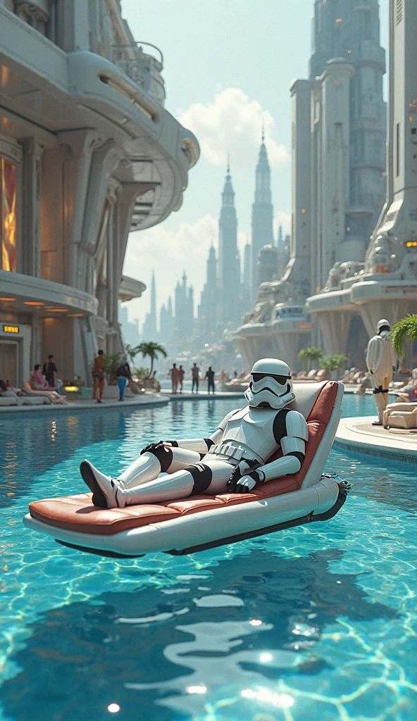 Pool parties, lively pool, playing water, Darth Vader style, full body, best quality, masterpiece, very aesthetic, perfect composition, intricate details, ultra-detailed, vivid colors