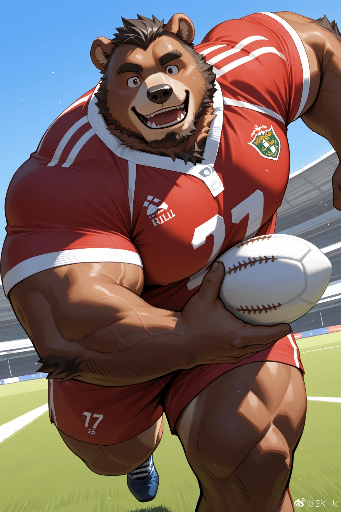 Super muscular adult boar beastman,(wear a sports uniform:1.8),Blindfold,Open your mouth and stick out your tongue,Some guys cum in my face,(Surrounded by red and black erect penises),(a large amount of semen on the face and body,:1.5),night,Outdoor,Anal Sex,(Nipple ring piercing:1.5),Brown fur,Black hair and beard,(Deep Throat)